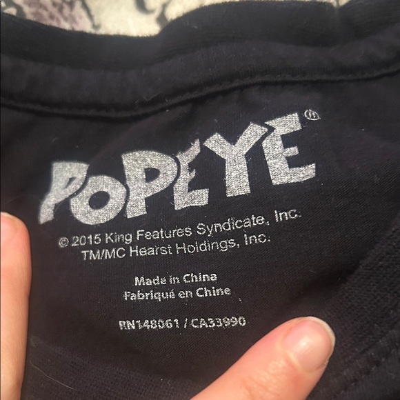 Sailor Popeye graphic vintage style tee shirt T-shirt charcoal black 100% cotton - Picture 2 of 4